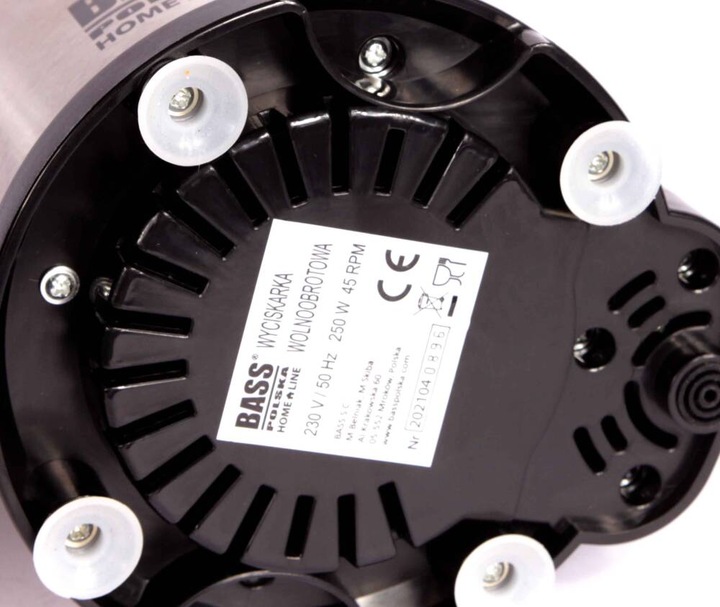 WYCISKARKA WOLNOOBROTOWA DO SOKÓW, sokowirówka wolnoobrotowa, srebrna