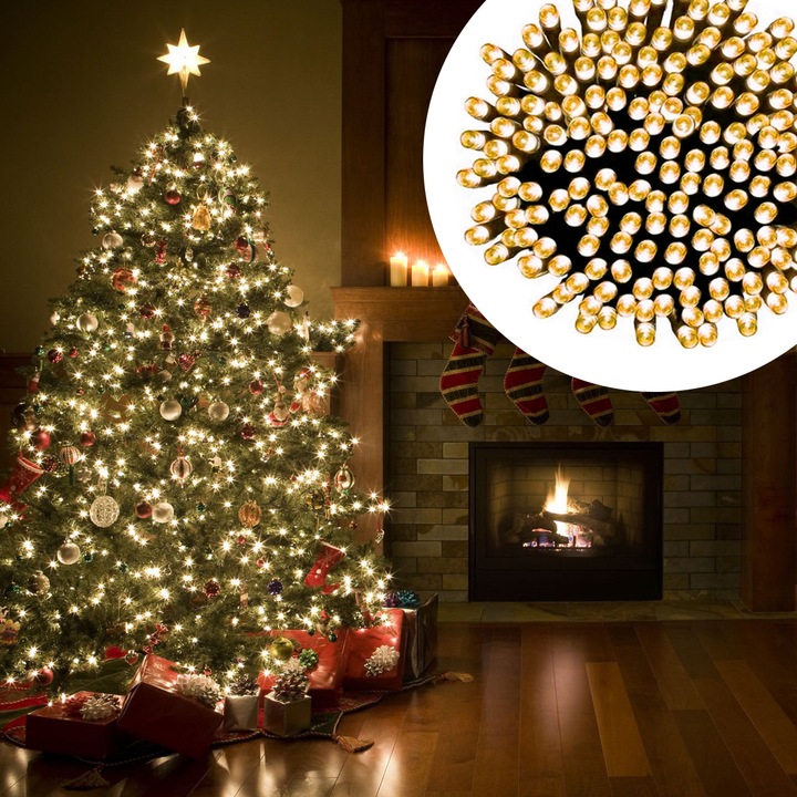 Lampki Choinkowe Świąteczne Żółte 500 Led 40m Świąteczne Łańcuchy Ciepłe