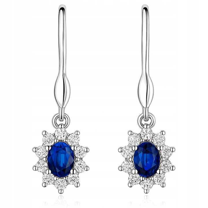 Piękne kolczyki srebrne wiszące eleganckie niebieskie srebro próba 925