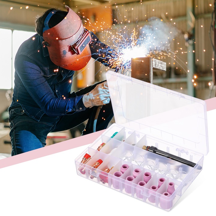 ZESTAW PALNIKA SPAWALNICZEGO KOŃCÓWKA DYSZA SZKŁO WP-17/18/26 KUBEK KIT