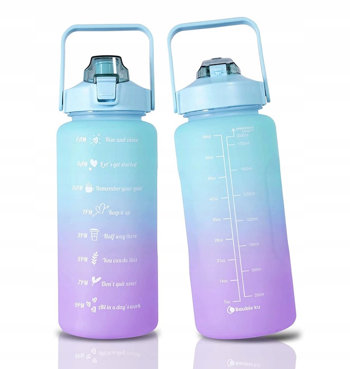 Bidon butelka na wodę dzbanek przenośny ze słomką z podziałką 2l