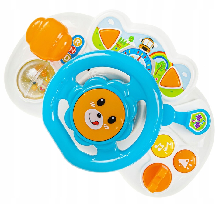 INTERAKTYWNA KIEROWNICA EDUKACYJNA DLA DZIECI KLAKSON DŹWIĘKI ŚWIATŁA