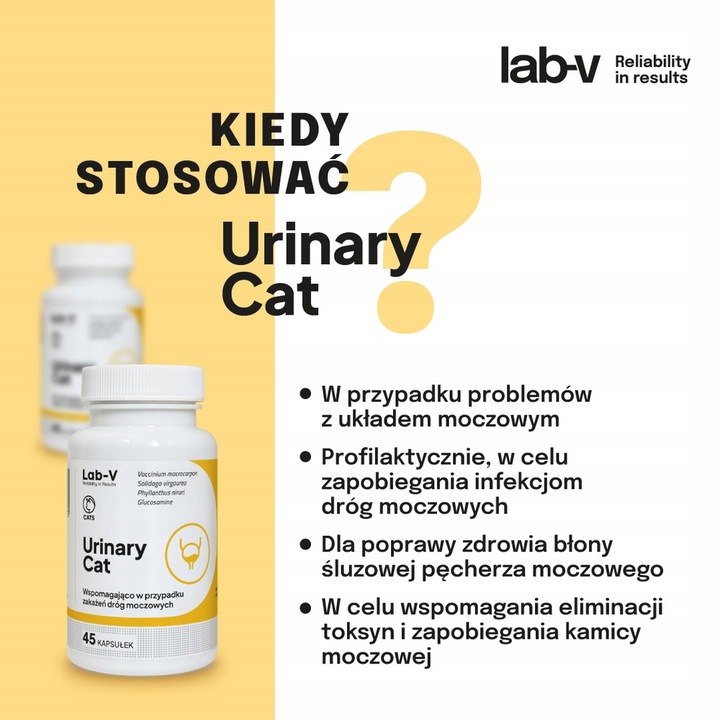 Lab-v Urinary Cat Wsparcie układu moczowego dla kotów 45 kapsułek