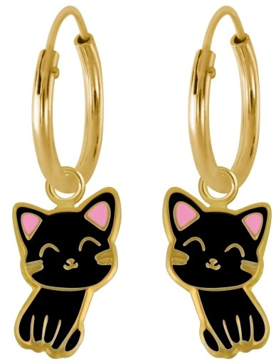 KOLCZYKI KOTKI 925 WISZĄCE KOŁA DLA DZIEWCZYNKI