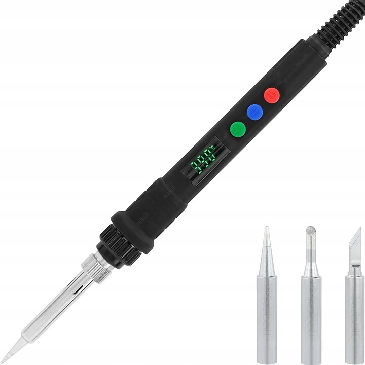 LUTOWNICA PRECYZYJNA KOLBOWA S801B 80W Z REGULACJĄ TEMPERATURY + 9 GROTÓW