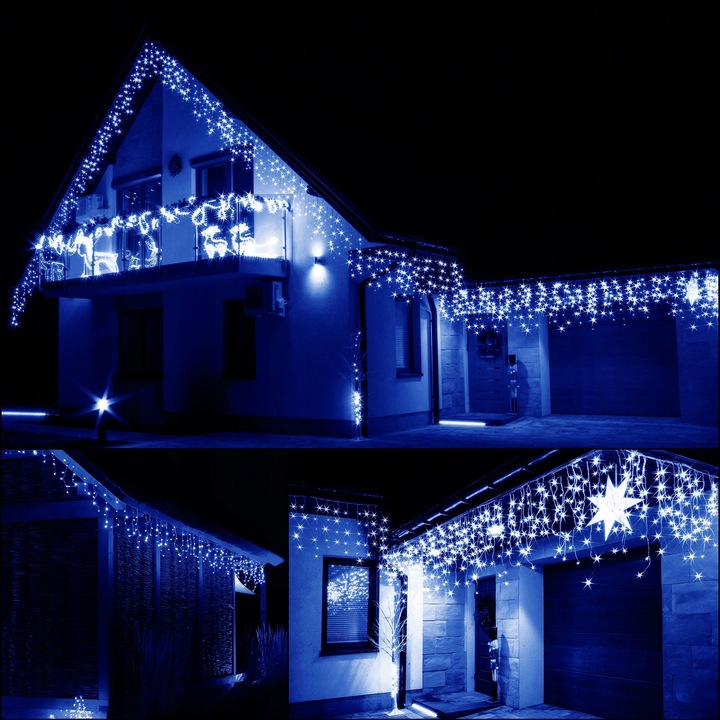LAMPKI SOPLE 300 LED ZEWN. NIEBIESKIE CHOINKOWE FLASH KURTYNA ŚWIETLNA IP44