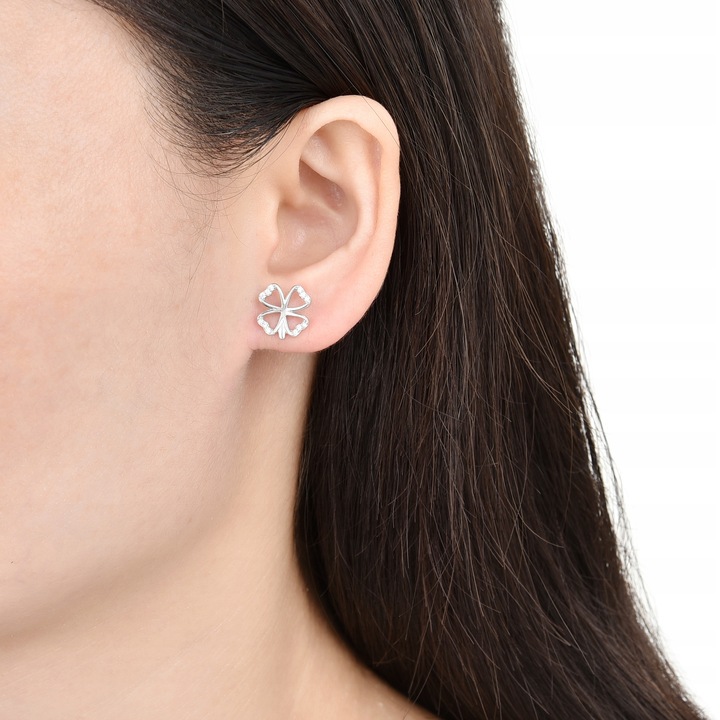 Kolczyki srebrne koniczynki wkrętki sztyfty kolczyki srebro próba 925