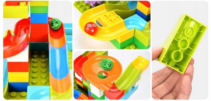 Tor kulkowy labirynt dla kulek kulodrom marble run klocki 108 el