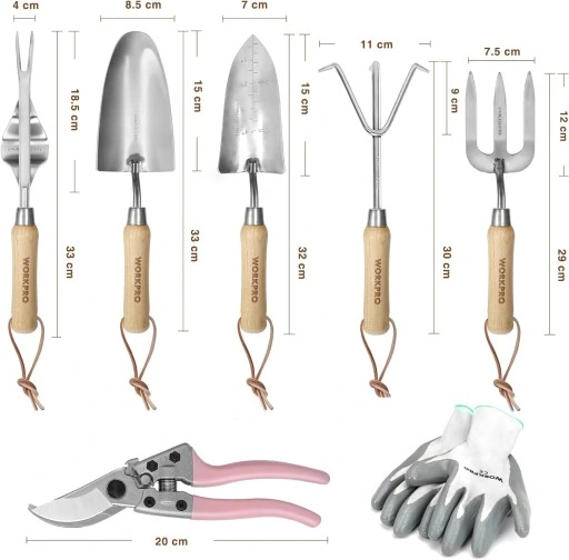 ZESTAW NARZĘDZI OGRODNICZYCH WORKPRO 8-częściowy