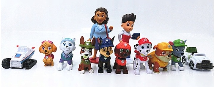 PSI PATROL PIESKI ZESTAW 10 FIGUREK I 2 POJAZDY + SASZETKA PSI PATROL