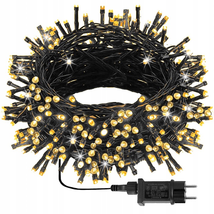 LAMPKI CHOINKOWE 500LED 27,5m ZEWNĘTRZNE WEWNĘTRZNE BIAŁE CIEPŁE ŚWIĄTECZNE