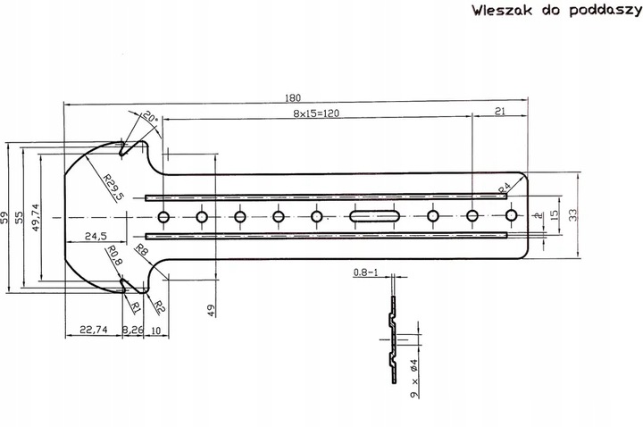 WIESZAK KOTWOWY DO PODDASZY 18cm 180mm GRZYBEK DO PROFILI CD60 100sztuk