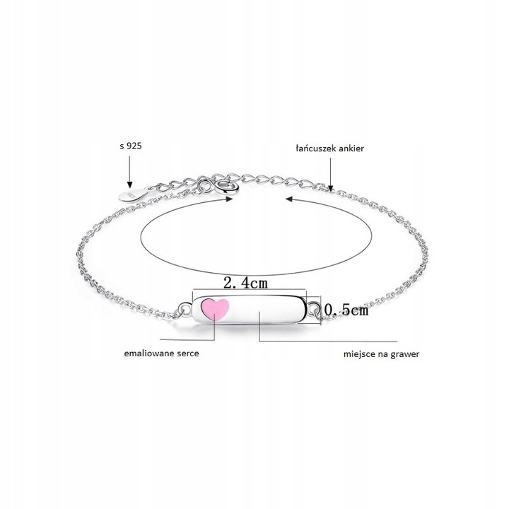 Bransoletka personalizowana z grawerem, srebro 925