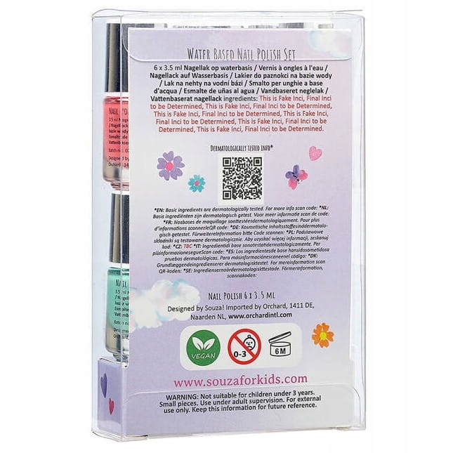 SOUZA Lakiery lakier do paznokci peel-off dla dzieci zestaw 6 el.