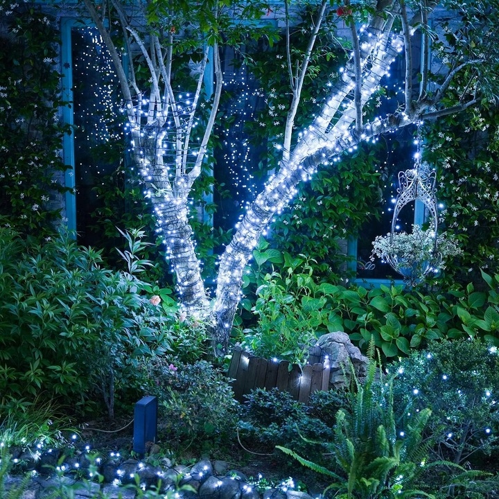 LAMPKI CHOINKOWE ŚWIATEŁKA 300 led BIAŁE ZIMNE ZEWNĘTRZNE WEWNĘTRZNE FLASH