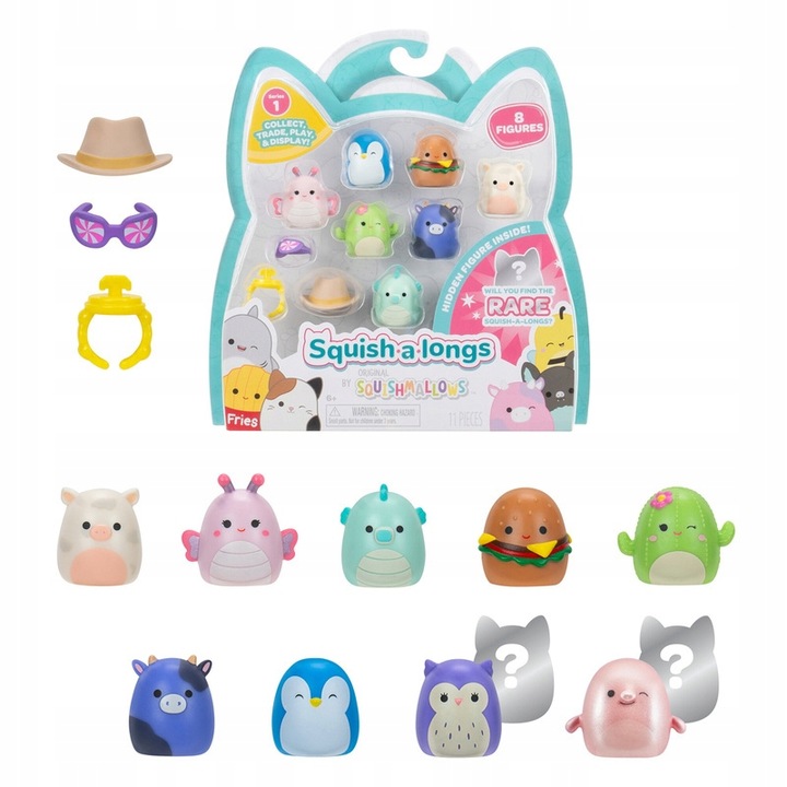 SQUISHMALLOWS figurki SQUISH A LONGS zestaw MiniSquish 8 figurek krówka