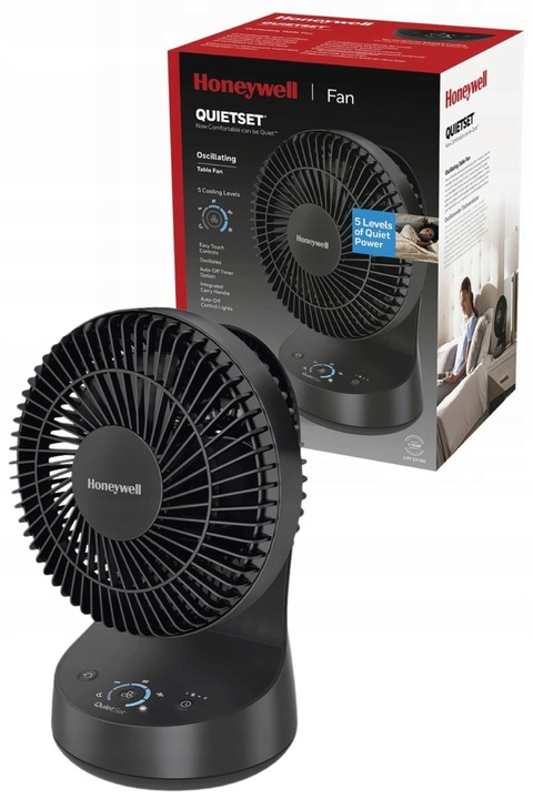 WENTYLATOR WIATRAK BIURKOWY HONEYWELL HTF337 5TRYBÓW CICHA PRACA TIMER
