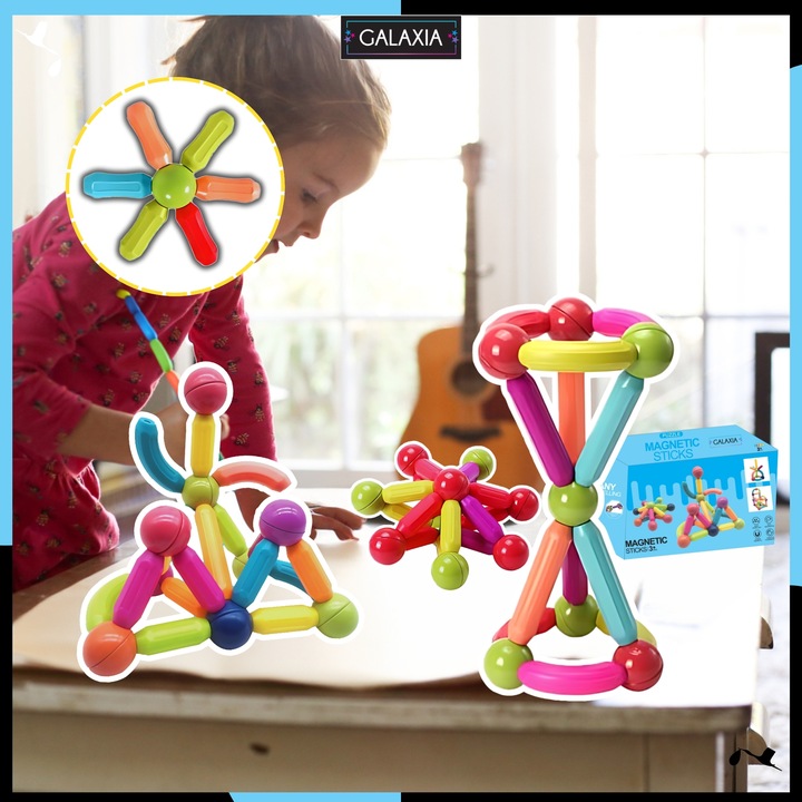KLOCKI MAGNETYCZNE GALAXIA DUŻE Konstrukcyjne Dla Dzieci 120 el Magnetic