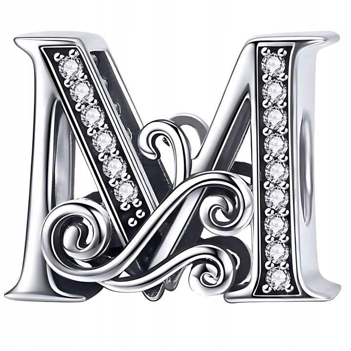 CHARMS LITERKA M srebro 925 litera srebrna koralik zawieszka charms pr S925