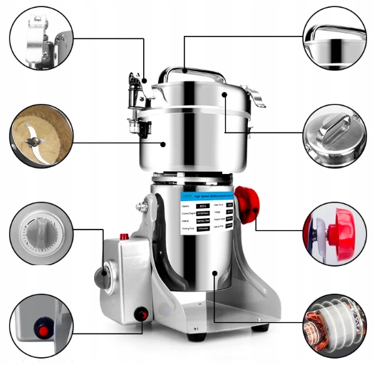 młynek do mielenia ziaren kawy przypraw zboża ziół elektryczny młyn 800g