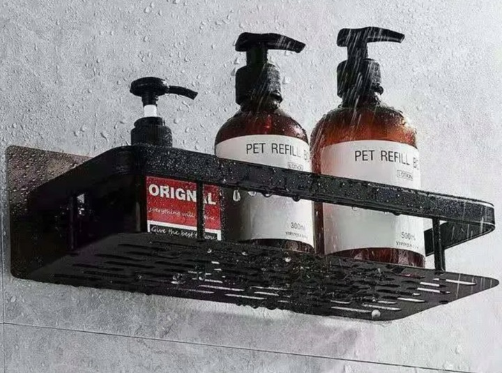 ZESTAW 2 SZT PÓŁKA ŁAZIENKOWA WISZĄCA METALOWA SAMOPRZYLEPNA CZARNA LOFT