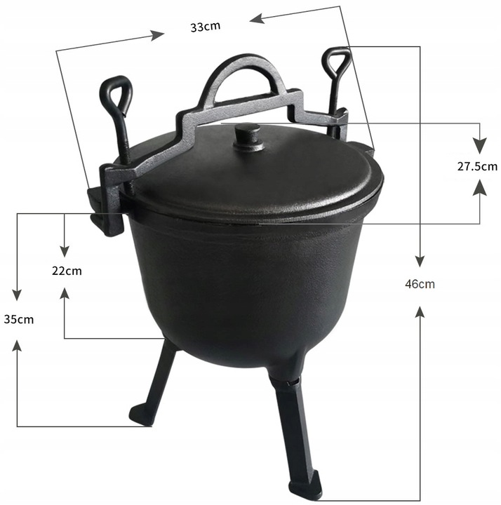 KOCIOŁEK ŻELIWNY GARNEK myśliwski węgierski pieczonki 8L na OGNISKO GRILL