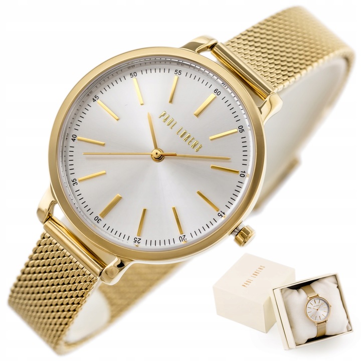 ZEGAREK DAMSKI PAUL LORENS NILDA złoty bransoletka mesh + BOX + GRAWER