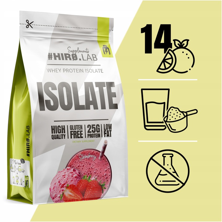 Izolat Białka BIAŁKO 700 g WPI ISO Whey Protein Isolate Truskawka HIRO