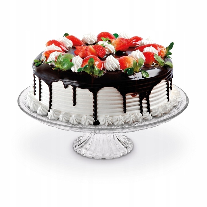 SZKLANA PATERA na ciasto NA BABECZKI patera NA NÓŻCE 30cm Roso Tadar