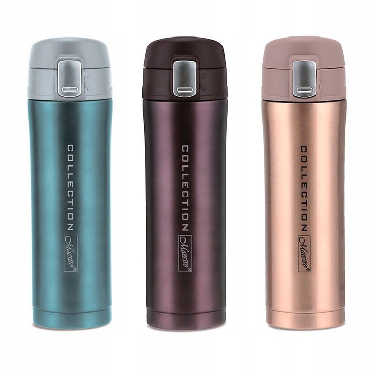 Elegancki Brązowy KUBEK TERMICZNY 450ML TERMOS Stalowy Bidon Maestro Brown