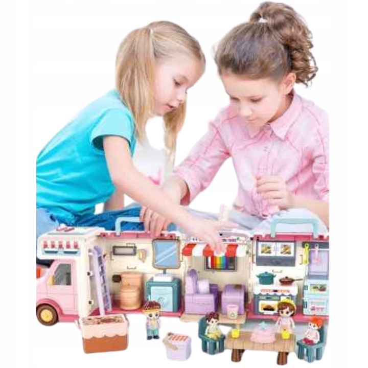 SAMOCHÓD TURYSTYCZNY KAMPER ZESTAW KEMPINGOWY FIGURKI DOMEK PIKNIK MELODIE