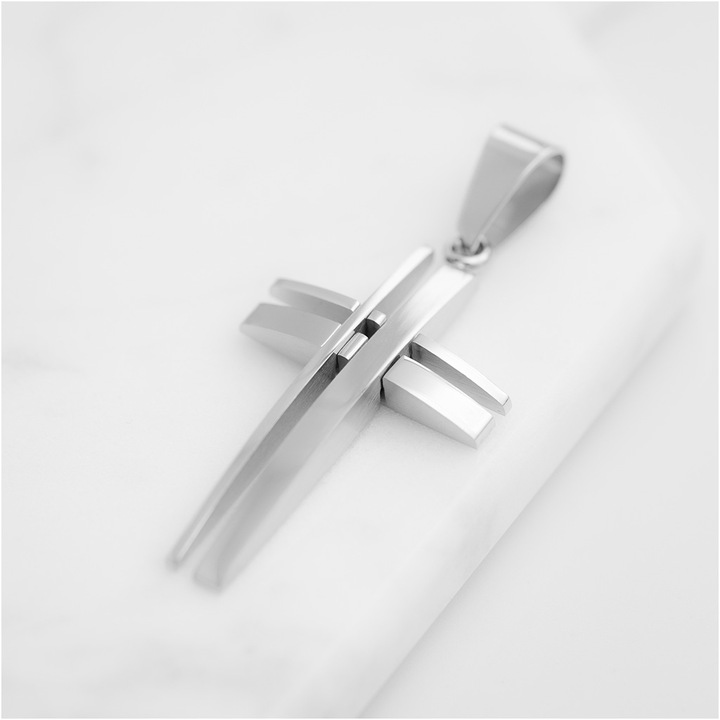 Wisiorek męski zawieszka krzyżyk stal chirurgiczna 316L z grawerem BLINGART