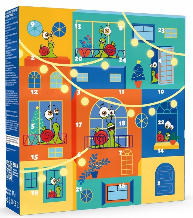 BOB SNAIL KALENDARZ ADWENTOWY z przekąskami owocowymi zabawkami 97g