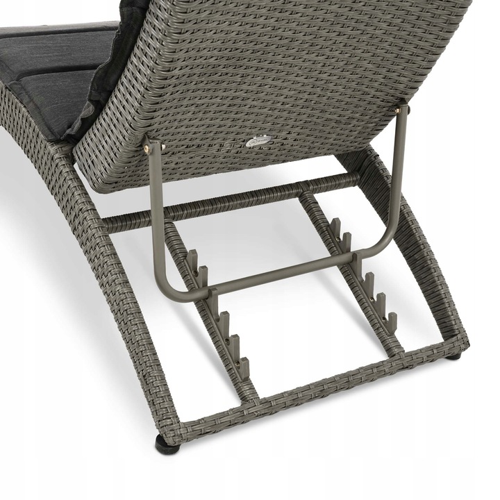 Leżak ogrodowy składany regulowany na balkon taras technorattan z poduszką