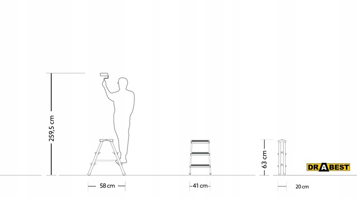 Drabinka dwustronna 3 stopniow 125KG Schodki taboret stopnie drabina Polska