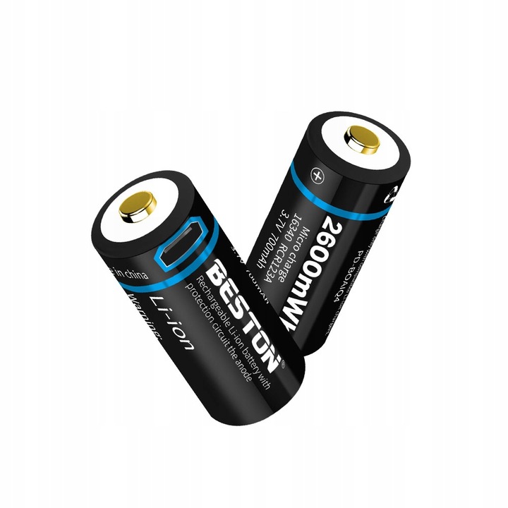 Akumulatorek CR 123a 3,7v 2600mWh microUSB Lithium