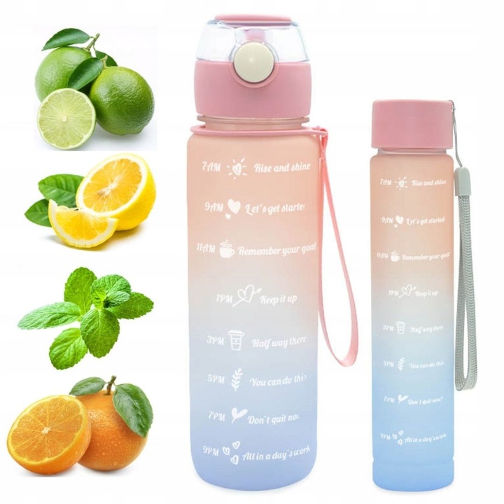 Butelka Na Wodę Bidon z Miarką Ze Słomką Na Siłownie Fitness 700ml + Gratis