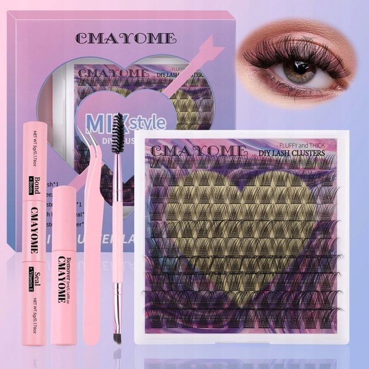 RZĘSY BONDINGOWE ZESTAW STARTOWY RZĘSY DIY 120 KĘPEK D CURL CLUSTER LASHES