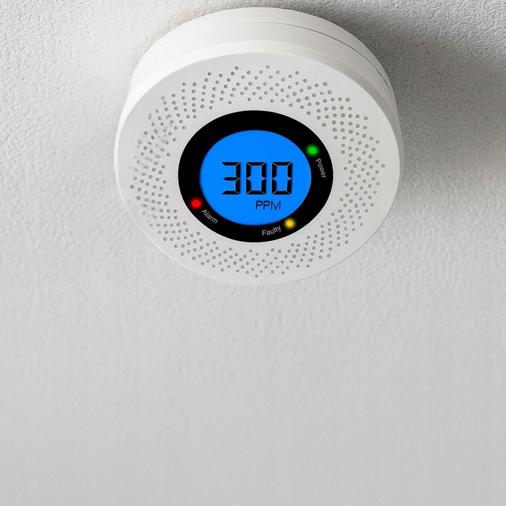 CZUJNIK CZADU DYMU DETEKTOR TLENKU WĘGLA CO GAZU POŻARU OGNIA EKRAN LCD