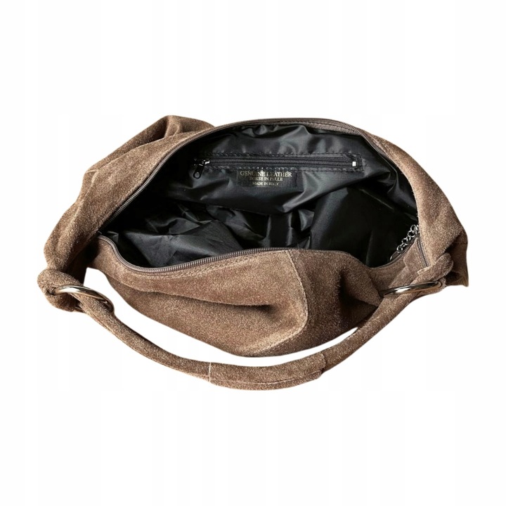 TAUPE ZAMSZOWA TOREBKA WOREK CAPPUCCINO TOREBKA ZAMSZ NATURALNY Vera Pelle