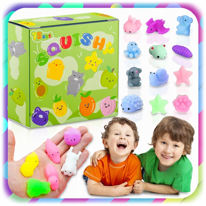 75 SZT GNIOTEK SQUISHY ANTYSTRESOWY ZABAWKA MOCHI SENSORYCZNY DLA DZIECI
