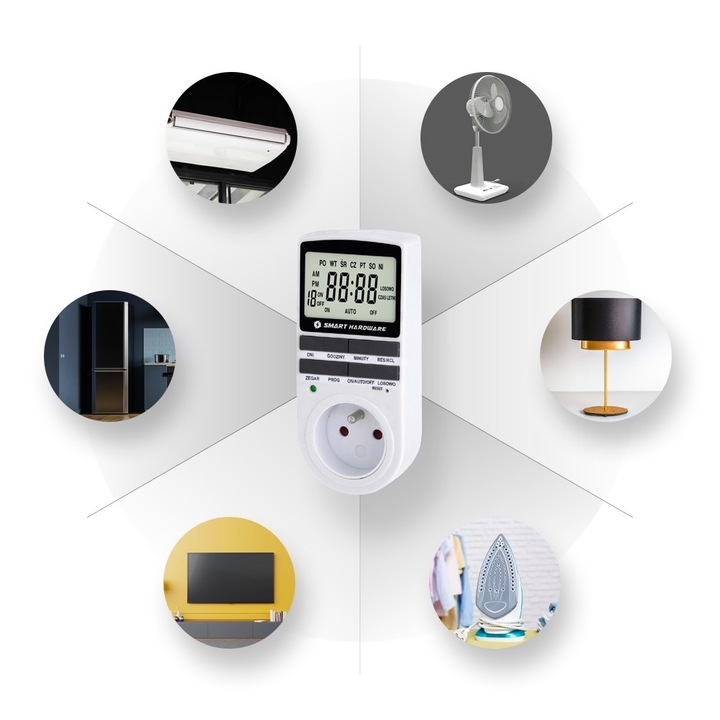 PROGRAMATOR CZASOWY WŁĄCZNIK WYŁĄCZNIK LCD CYFROWY HARMONOGRAM 7 DNI POLSKI