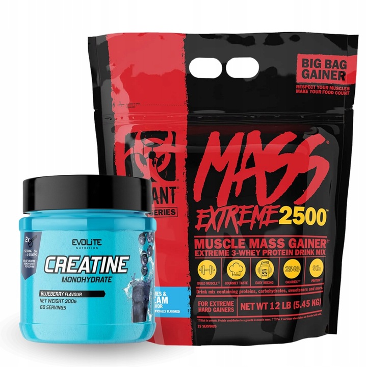 PVL MUTANT MASS EXTREME 5040g GAINER XTREME 2500 + Kreatyna Monohydrat 300g