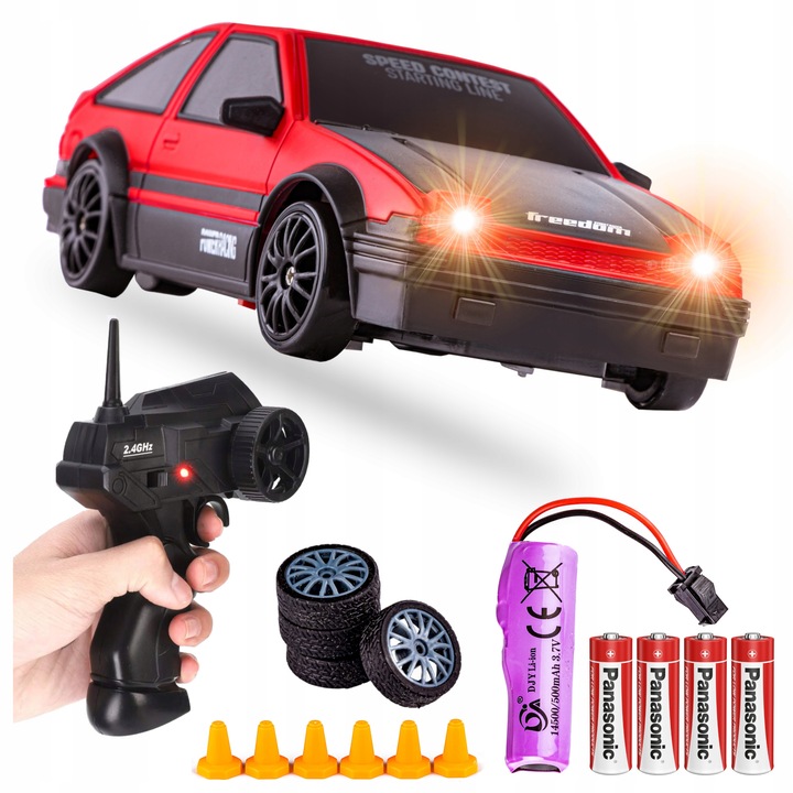 ZESTAW Samochód zdalnie STEROWANY 4x4 RC Auto do DRIFTU na PILOTA Pachołki