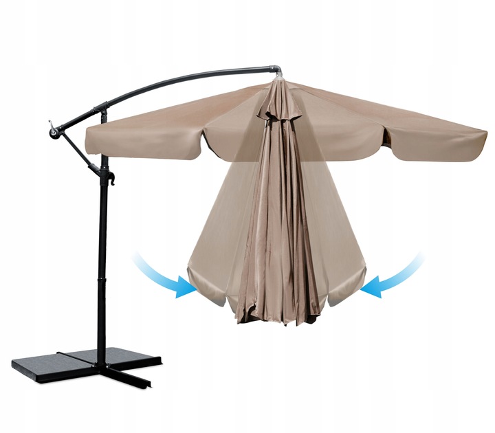Parasol ogrodowy duży składany z wysięgnikiem pokrowiec 8 segmentów Ø 350cm