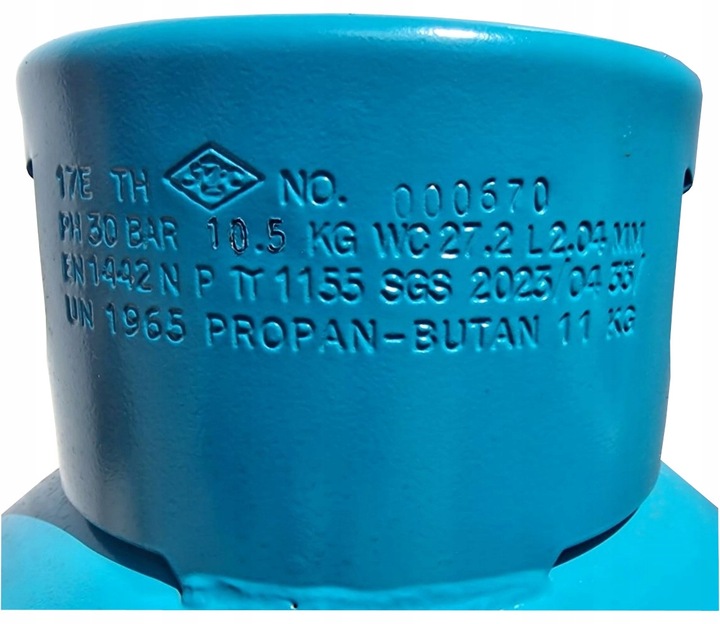 BUTLA GAZOWA PROPAN BUTAN 11KG PUSTA GRILL PIEC 30 BAR KUCHENKA LPG BUTLE