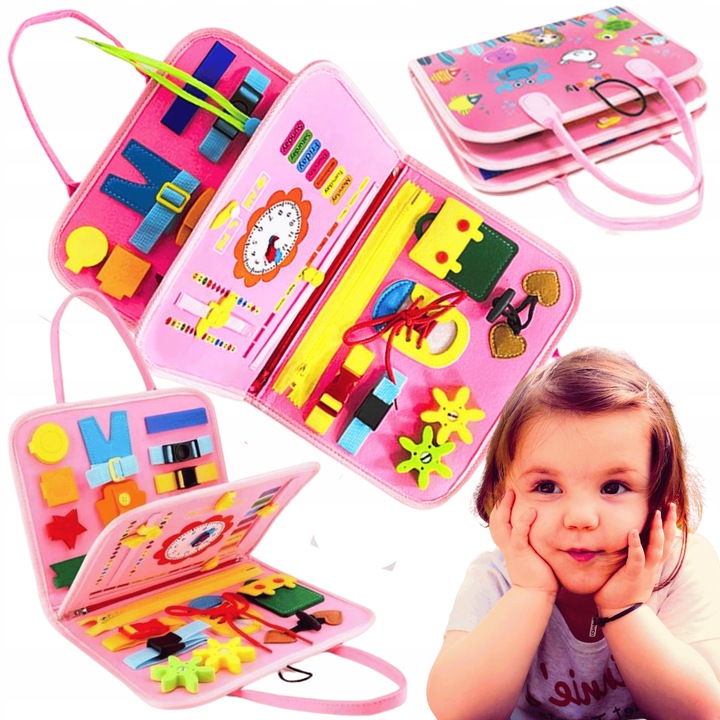 Tablica manipulacyjna SENSORYCZNA edukacyjna kreatywna dla dzieci ZEGAR