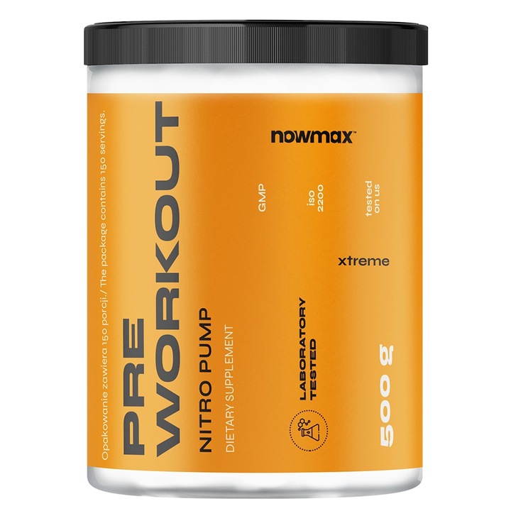 nowmax PRE WORKOUT PUMP 500 g WYTRZYMAŁOŚĆ POMPA PRZEDTRENINGÓWKA + GRATIS