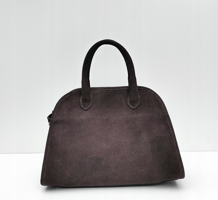 Torebka zamsz kuferek skóra naturalna brązowa czekoladowa espersso