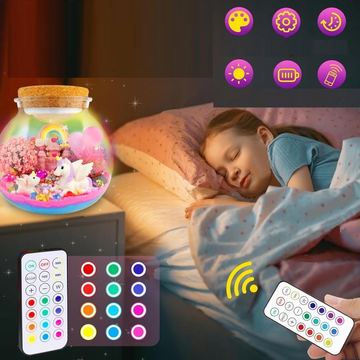 Zestaw Kreatywny Magiczne Terrarium Jednorożca DIY z Podświetleniem LED